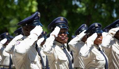 Cérémonie de graduation des aspirants de la 29e promotion de l’Ecole de la PNH. © Leonora Baumann / UN / MINUJUSTH, 2018