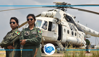 Nayma Haque and Tamanna-E-Lutfi are the two first female pilots to serve in a peacekeeping operation. © UN